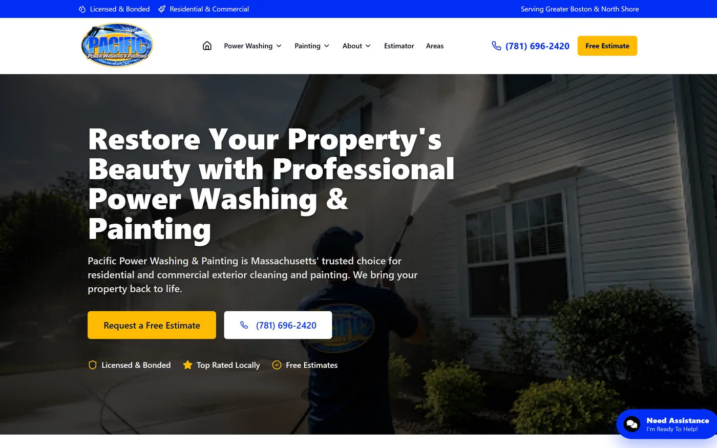 Pacific Power Washing & Painting website homepage